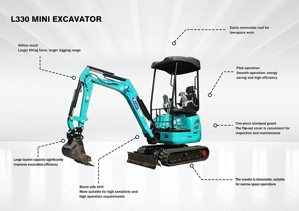 Basic performance parameters	 Working weight (kg)	1282 Walking speed low/high (km/h)	0-1.8 Ground specific pressure (Kpa)	31.4 Maximum excavation radius (mm)	3804 Maximum excavation depth (mm)	2525 Maximum excavation height (mm)	3310 Maximum unloading height(mm)	2300 Engine	 Engine brand	Kubota Engine model	D902 Maximum horsepower (ps)	16.1 Maximum power (Kw)	11.8 Maximum speed (rpm)	2300 Displacement (L)	0.898 Number of cylinders	3 Cooling method	water cooling Engine oil change amount (L)	3.7 Fuel form	Diesel Fuel Fuel grade	0-10